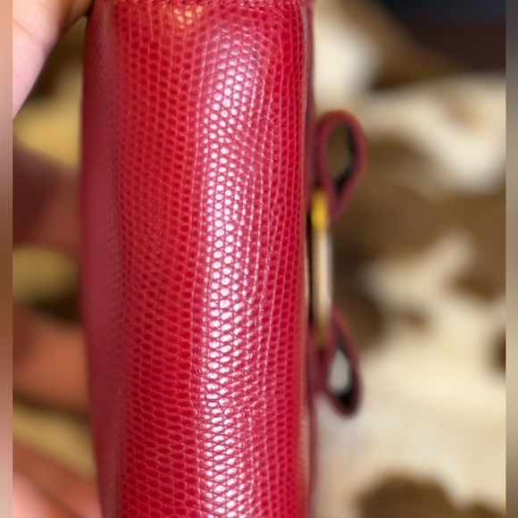 Vintage Salvatore Ferragamo Red Vara Bow Leather Clutch - Picture 7 of 10